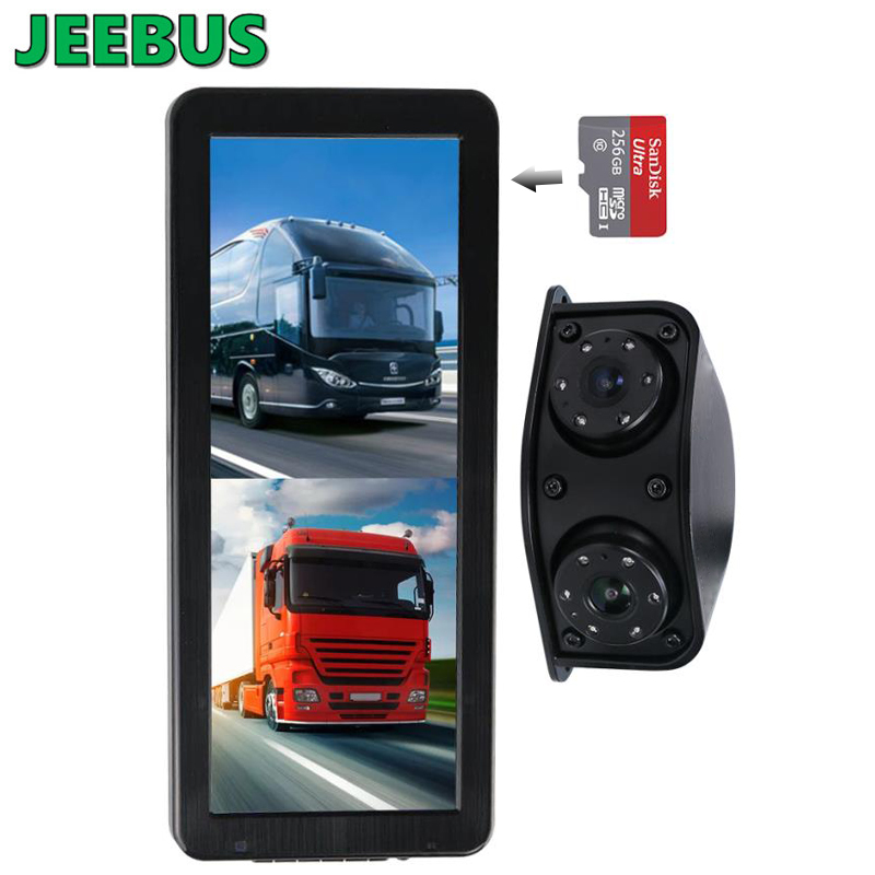 HD αδιάβροχο νυχτερινό όραμα μπροστινής πίσω όψης κάμερα AHD Dual Video Dash Cam Mirror DVR Monitor System για Bus