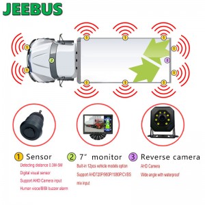 Σύστημα παρακολούθησης αισθητήρα στάθμευσης εφεδρικής όρασης κάμερας JEEBUS Οθόνη αισθητήρα ανίχνευσης υπερήχων ψηφιακού ραντάρ